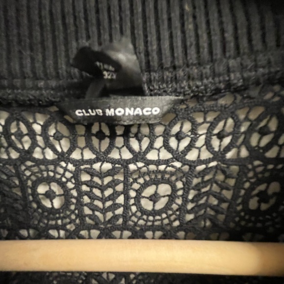 Womens Club Monaco Arlet Crochet Knit Bomber Black Jacket Sz Small - Picture 3 of 5